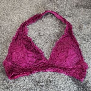 free press Lace Halter Bralette in Fuchsia